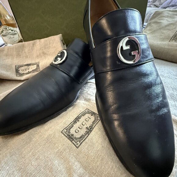 Men\'s Gucci Leather Loafer with Silver GG logo accent main image 5